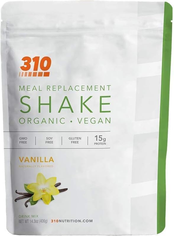 310 Nutrition Vegan Organic Plant Protein Powder and Meal Replacement Shake Gluten, Dairy and Soy Free - 0g of Sugar (14 Servings, ORGANIC VANILLA)