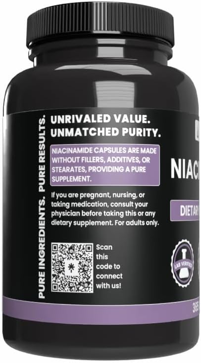 Pure Original Ingredients Niacinamide (365 Capsules) No Magnesium Or Rice Fillers, Always Pure, Lab Verified
