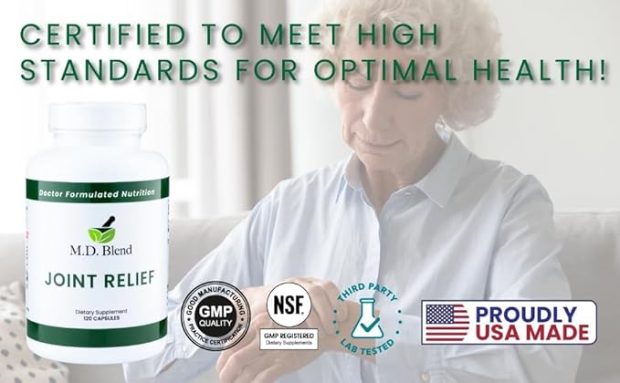 M.D. Joint Relief - Expert Formulated Supplement - Knees, HIPS, Ankles Movement & Mobility - Daily Wellness Blend - Collagen, Hydrolyzed, Glucosamine, BioPerine, Turmeric - 240 Capsules (Pack of 2)