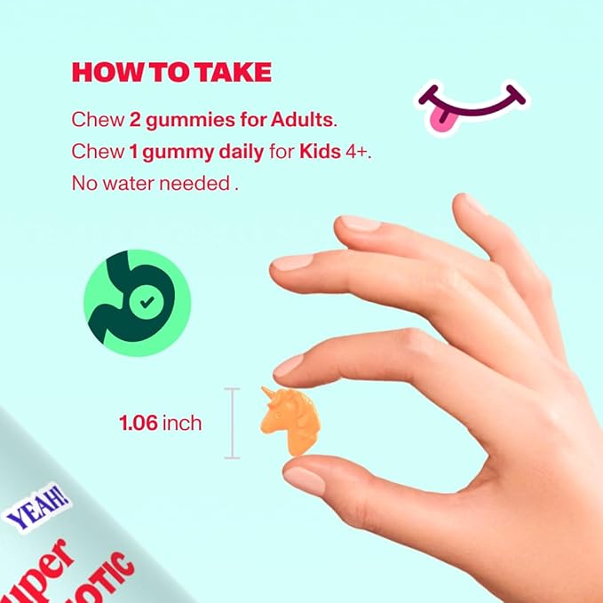 Probiotic Gummies - Fiber Gummie for Adults and Probiotics Digestive Health Gummies for Women with Turmeric Root Extract - Non-GMO Vegan Vitamins