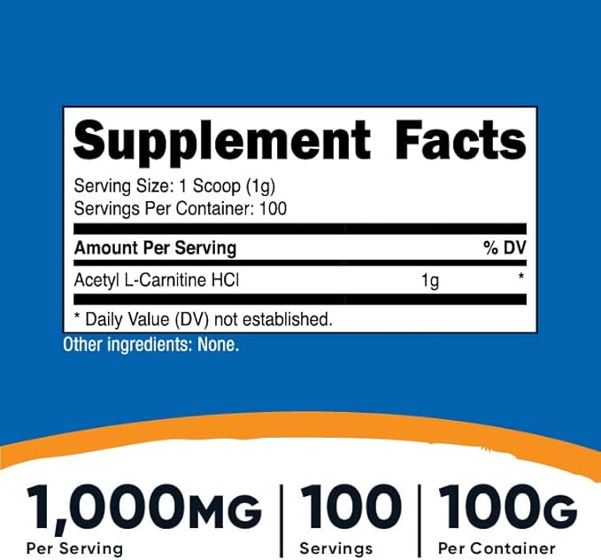 Nutricost Acetyl L-Carnitine (ALCAR) 100 GMS (2 Pack) - 100 Servings Each - 1000mg Per Serving - Pure Acetyl L-Carnitine Powder - Non GMO, Gluten Free