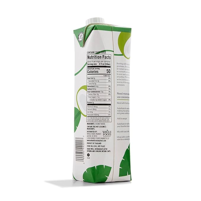 365 by Whole Foods Market, Coconut Water, 33.8 Fl Oz (Pack of 4)
