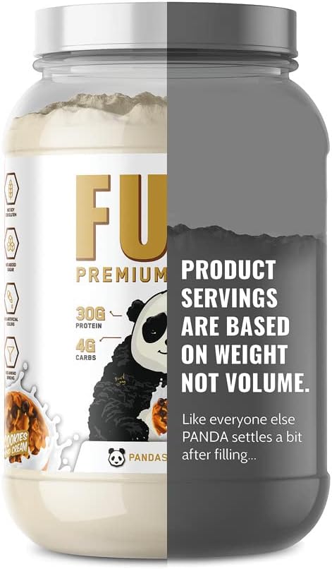 Panda Fuel Premium Protein Non-GMO Whey,Hydrolyzed Collagen,Casein,Probiotics,Digestive Enzymes, Keto Friendly,Time Release, 25 Servings (Cookies & Cream) (with inclusions)