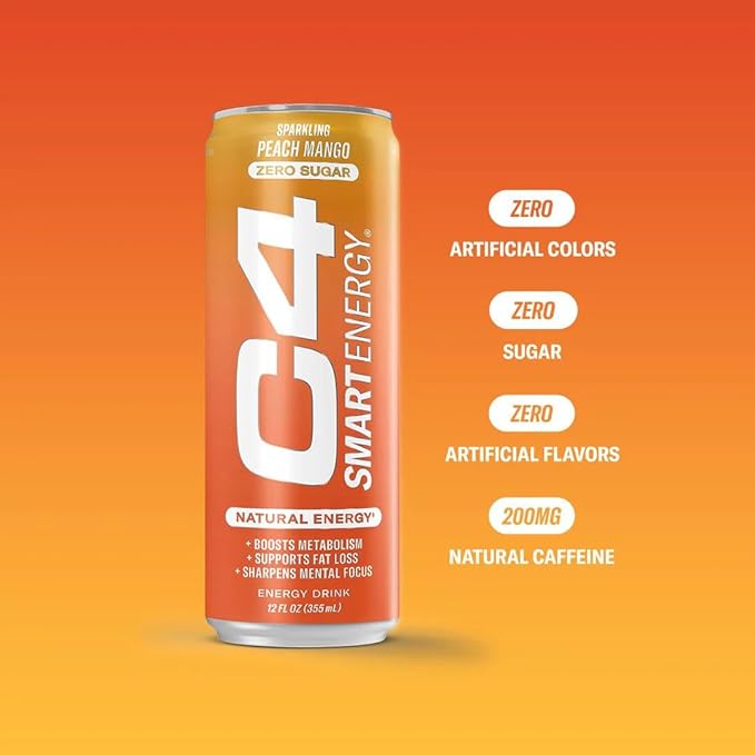 Cellucor C4 Smart Energy Drink - Sugar Free Performance Fuel & Nootropic Brain Booster, Coffee Substitute or Alternative | Strawberry Guava 12 Oz - 12 Pack