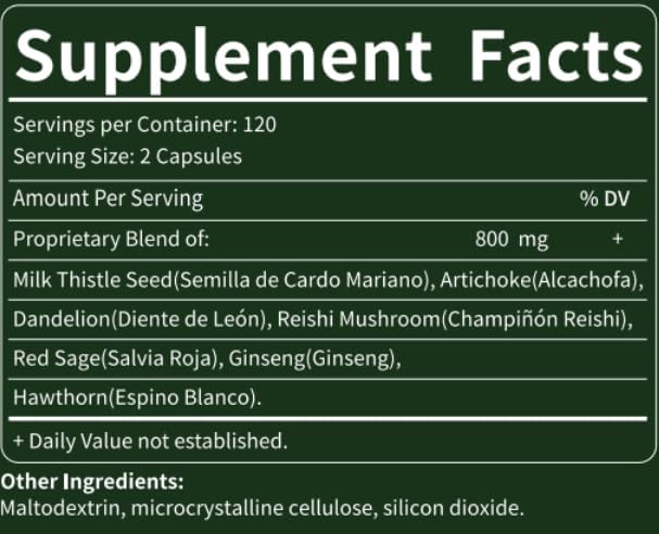 Herdmood Silymarin Milk Thistle Liver Detox Capsules for Fatty Liver, Alcachofa y Cardo Mariano con Silimarina para el Higado Graso, Liver Cleanse Detox & Repair Formula w/Artichoke Extract. 240Count