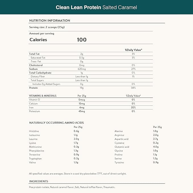 Nuzest - Vegan Pea Protein Powder - Clean Lean Protein, Premium Plant Based Protein Powder, Dairy Free, Gluten Free, GMO Free Protein Shake (1 Serving (Pack of 1), Salted Caramel)
