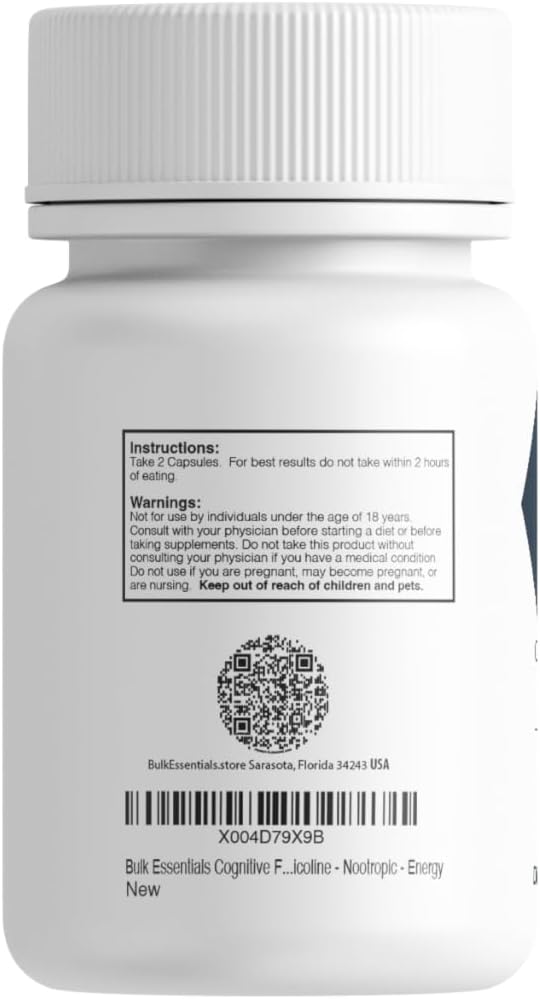 Cognitive Formula Capsules - 180 Capsules - 90 Servings - Caffeine - L-Theanine - Citicoline - Nootropic - Energy