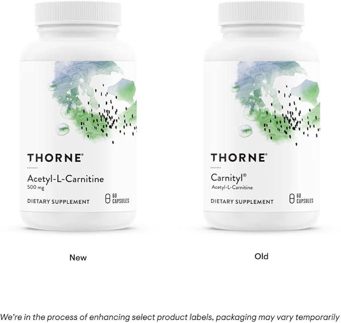 THORNE Acetyl-L-Carnitine - 500 mg - Supports Brain Function & Healthy Nerve Sensations in The Hands & Feet* - Gluten, Dairy & Soy-Free - 60 Capsules