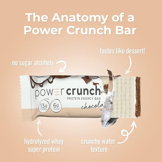 Power Crunch Protein Wafer Bars, High Protein Snacks with Delicious Taste, Chocolate Coconut, 1.4 Ounce (12 Count)