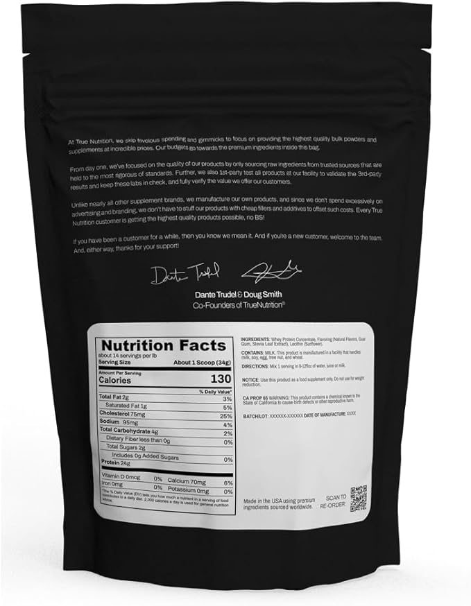 True Nutrition - Whey Protein Concentrate - 100% Whey Protein Powder - Fast Acting Low Carb Powder with Essential Amino Acids - High in Leucine - French Vanilla - 1lb.