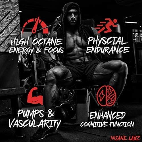 Insane Labz Hellboy Edition, High Stimulant Pre Workout Powder and NO Booster with Beta Alanine, L Citrulline, and Caffeine, Boosts Focus, Energy, Endurance, Nitric Oxide Levels, 35 Srvgs Cherry Lime