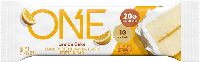 ONE Protein Bars, Lemon Cake, Gluten Free with 20g Protein and 1g Sugar, Pantry Staples, 2.12 oz (12 Count), Packaging May Vary