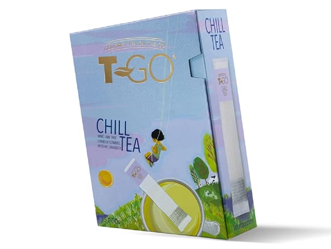 T-Go Chill Tea Calming Herbal Tea Sticks Organic Lavender Chamomile Relaxing Stress Relief Antioxidant Rich Decaf 15 Tea Sticks Pack of 1