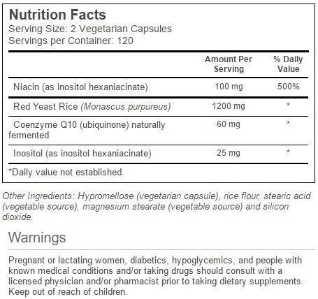 Vitacost Red Yeast Rice & CoQ10 with No-Flush Niacin -- 240 Vegetarian Capsules