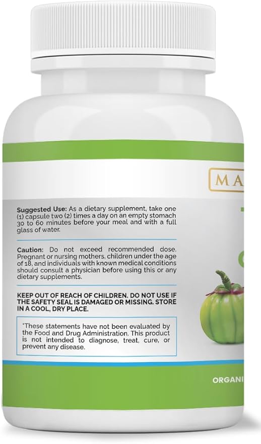 Maximum Slim 100% Pure Garcinia Cambogia Supplement - HCA Extract - Weight Support Formula for Men & Women - Non-GMO, Gluten Free - 60 Capsules