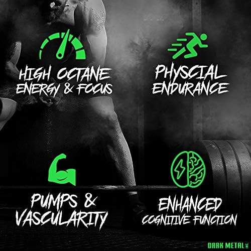 DARK METAL Inc. Manson High Stim Pre Workout Powder, Energy Focus Strength, Loaded with Beta Alanine L-Carnitine Caffeine Infinergy, 35 Srvgs, Blue Raspberry