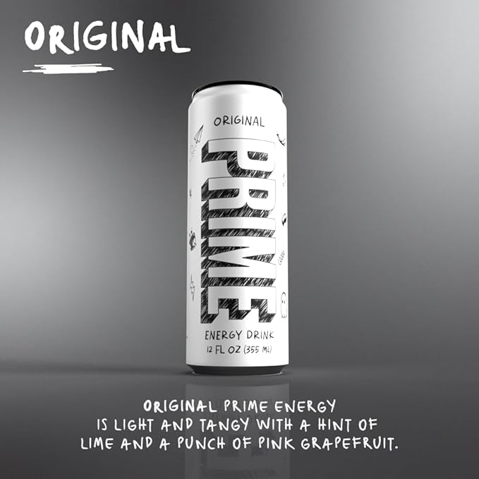 PRIME Energy ORIGINAL, Zero Sugar Energy Drink, Preworkout Energy, 200mg Caffeine with 355mg of Electrolytes and Coconut Water for Hydration| Vegan, Gluten Free, 12 Fluid Ounce |24 Pack