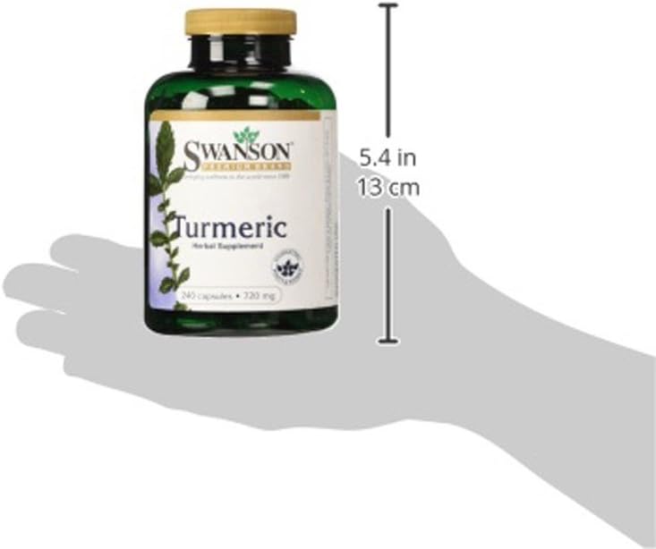 Swanson Turmeric Antioxidant, Joint Health, Cardiovascular, Liver Detox, Mood and Memory Support Supplement Curcuma Longa (Rhizome) 720 mg, 240 Capsules, 120 Servings, 1.44 Grams per Serving