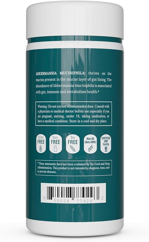 UpNourish Probiotics for GLP-1 Support, 5 Billion TFU Akkermansia Muciniphila for Digestive Health, Leaky Gut, Immunity and Metabolic Health, Prebiotics and Probiotics for Women and Men, 60 Capsules