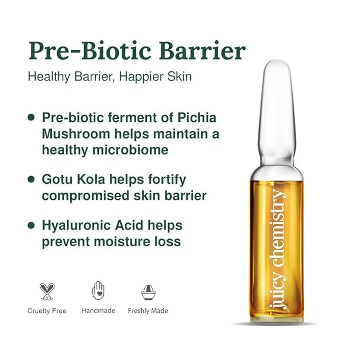 Juicy Chemistry Prebiotic Ferment Barrier Repair Face Serum - Made With Gotu Kola And Hyaluronic Acid | Certified Natural (14 Ml (Pack Of 1) Yellow)