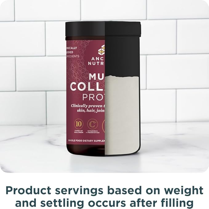Ancient Nutrition Collagen Peptides Powder, Multi Collagen Protein, Women & Men, Vitamin C, Probiotics, Hydrolyzed Collagen, Supports Skin, Joints, Gut Health, Unflavored, 24 Servings
