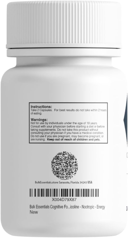 Cognitive Formula Capsules - 60 Capsules - 30 Servings - Caffeine - L-Theanine - Citicoline - Nootropic - Energy