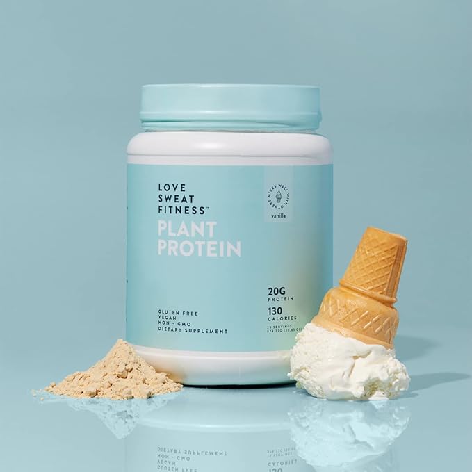 Love Sweat Fitness Organic Vegan Protein Powder | Vanilla | 28 Servings, 20g Protein, No Sugar, Vegan, Gluten Free, Non-GMO