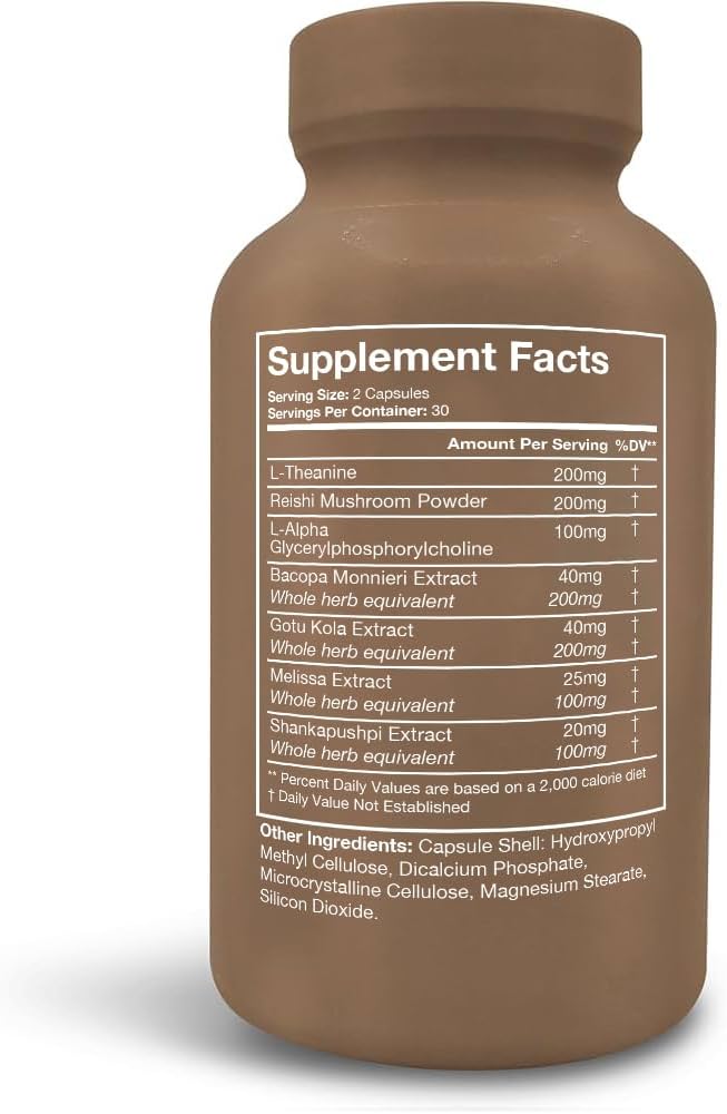 Terra Health Essentials NOOFOCUS - Nootropics Brain Support Supplement with Adaptogenic Mushrooms, Alpha-GPC, Gotu Kola, L-Theanine for Focus & Memory - All Natural, 30 Day Supply