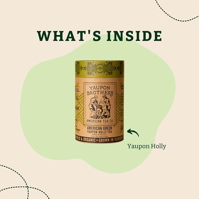Yaupon Brothers American Green Yaupon Tea - 16 Eco-Friendly Organic Green Tea Bags Crafted from Antioxidant Rich Yaupon Organic Leaves - Caffeinated in Fiber Bags