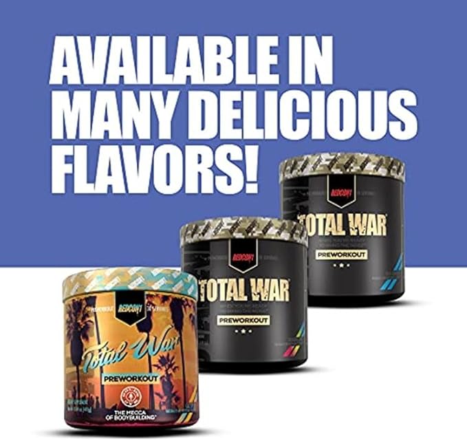 REDCON1 Total War Pre Workout Powder, Blue Raspberry - Beta Alanine + Citrulline Malate Keto Friendly Preworkout for Men & Women with 320mg of Caffeine - Fast Acting (30 Servings)