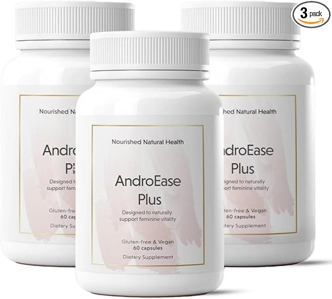 Nourished AndroEase Plus - Natural Balance Supplement for Women - Vegan Formula with Zinc & Saw Palmetto - 180 Capsules for Daily Wellness & Vitality - Made in USA