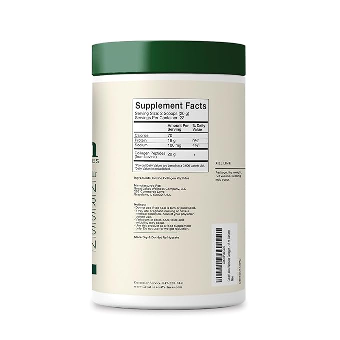 Great Lakes Wellness Collagen Peptides Powder for Skin, Hair, Nails, Joints & Digestion - Unflavored - Quick Dissolve Hydrolyzed, Non-GMO, Keto, Kosher - 16 oz - 3 Pack