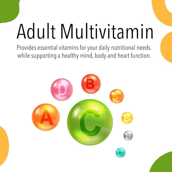 Adult Multivitamin Gummy with Vitamin, Vitamin C, Vitamin D Vitamin E, Niacin, Vitamin B6, Folate, Vitamin B12 Biotin, Pantothenic Acid, Sodium, Inisitol, 60 Count (Pack of 1)