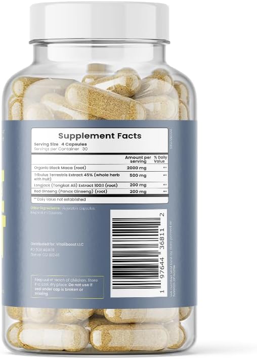 Drive Boost Sexual Health Supplement (120 Capsules) Support Stamina & Libido, Made with Maca, Tongkat Ali, Tribulus Terrestris, and Red Ginseng, Made in The USA