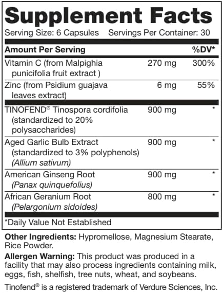 LEGION Immune- Immune Booster for Adults, Natural Immunity System Support w/Vitamin C (500mg), American Ginseng, Guduchi, and Garlic Supplement.