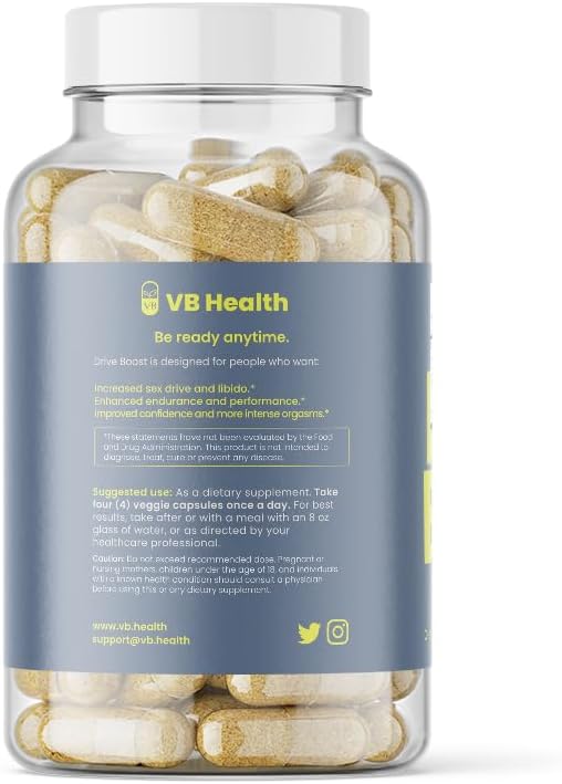 Drive Boost Sexual Health Supplement (120 Capsules) Support Stamina & Libido, Made with Maca, Tongkat Ali, Tribulus Terrestris, and Red Ginseng, Made in The USA