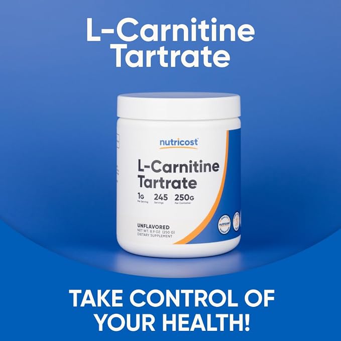 Nutricost L-Carnitine Tartrate Powder (250 Grams) - 1 Gram per Serving, 245 Servings