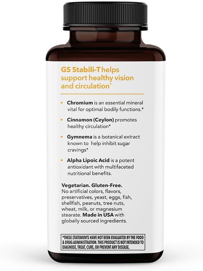 LifeSeasons - GS Stabili-T - Blood Sugar Support Supplement - Maintains Normal Levels - Improves Circulation & Vision Health - Chromium, Cinnamon, Gymnema, Bilberry & Alpha Lipoic Acid - 90 Capsules