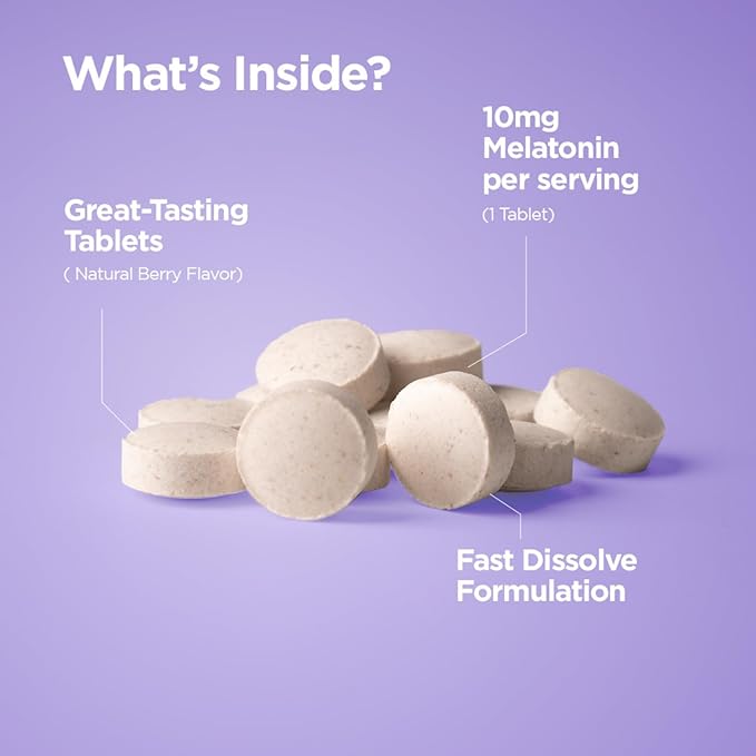 Balancebreens Melatonin 10mg Fast-Dissolve, 120 Tablets โ Natural Sleep Aid for Restful Nights, Drug-Free Support for Relaxation and Tranquility