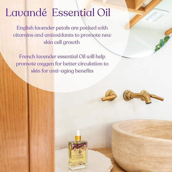 SAFA Lavandé Oil for Face, Body, Hair & Nails - English & French Lavender Essential Oil for Cuticles | Skin Moisturizer | After Shower Scented Body Oil for Long Lasting Fragrance | 4 Fl Oz