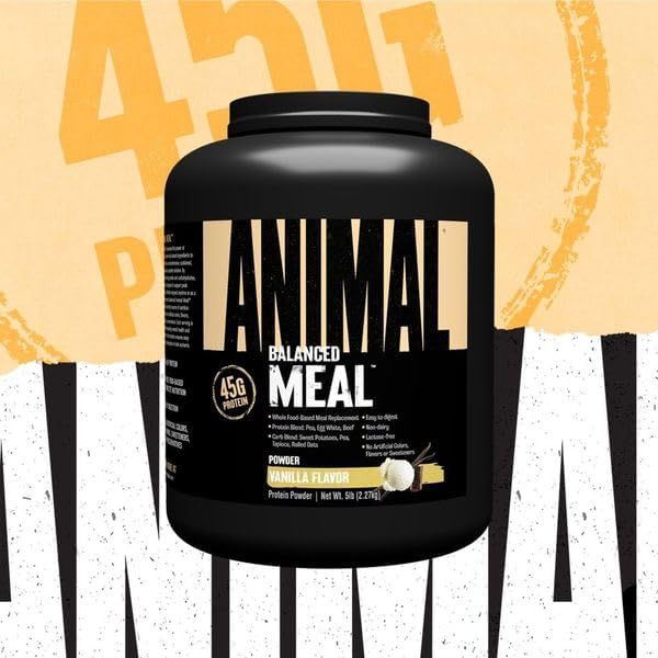 Animal Meal - Protein Shake with Whole Food Ingredients, Aids in Muscle Recovery with Egg White, Beef & Pea Protein Blend, Vanilla Flavor, 5 lbs