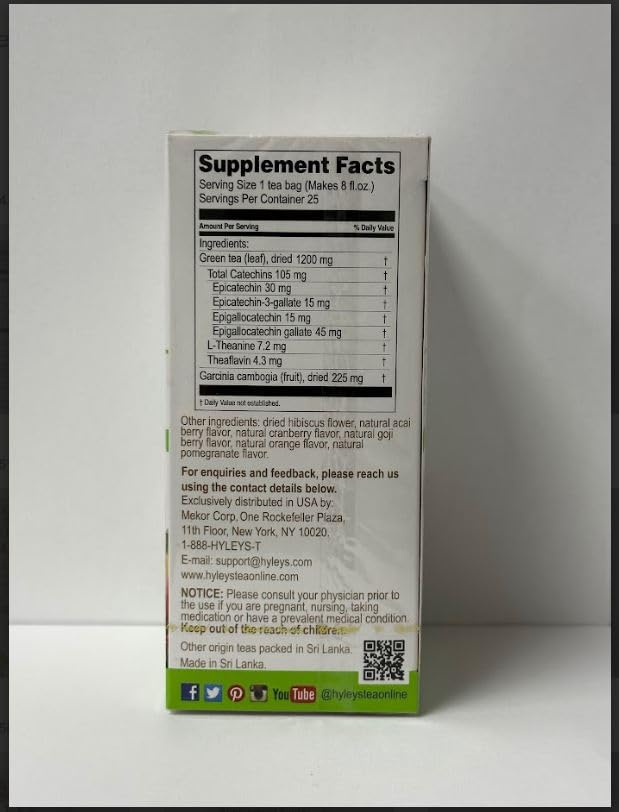 HYLEYS Tea Garcinia Cambogia Green Tea 5 Flavors Assortment - 25 Tea Bags