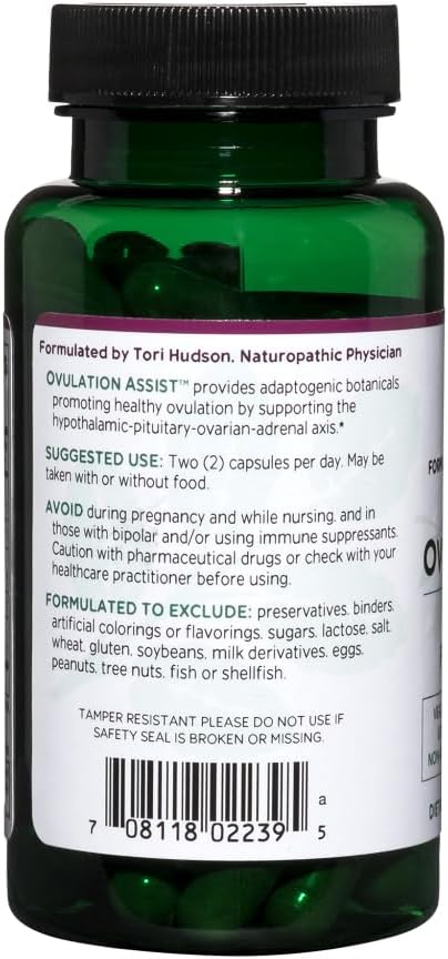 Vitanica Ovulation Assist - Ovarian Health & Adrenal Support with Rhodiola Rosea, Holy Basil, Tribulus Terrestris & Chaste Tree - Herbal Dietary Supplement - Lady - 60 Vegan Caps