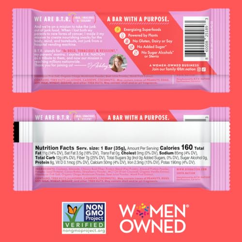 B.T.R. Nation Vegan Superfood Protein Bars - Strawberry Shortcake VITALITY | 12 Bars | Keto, Plant Based, and Gluten Free Low Carb, Sugar Alcohol Free, & Boosted with Powerful Superfood!
