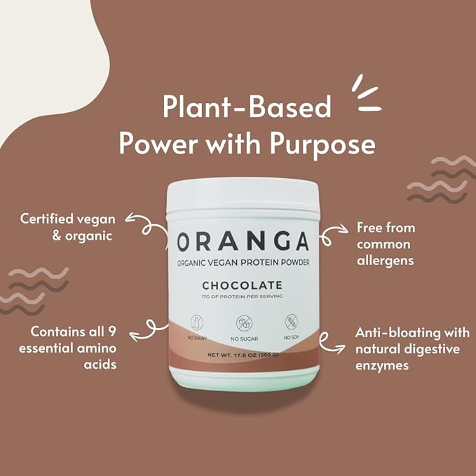 Organic Vegan - Tri-Blend Plant Based Protein Powder - No Additives, Dairy-Free, Soy-Free, Keto-Friendly, Gluten-Free, Non-GMO - 17 Servings (442g) (Large, Chocolate)