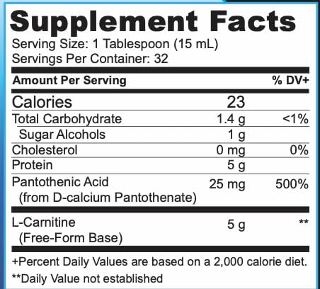 Concentrated L-Carnitine Liquid, 5000mg All Natural Citrus Flavored Supplement, Liquid L-Carnitine with Vitamin V5, 16.23 Fl. Oz
