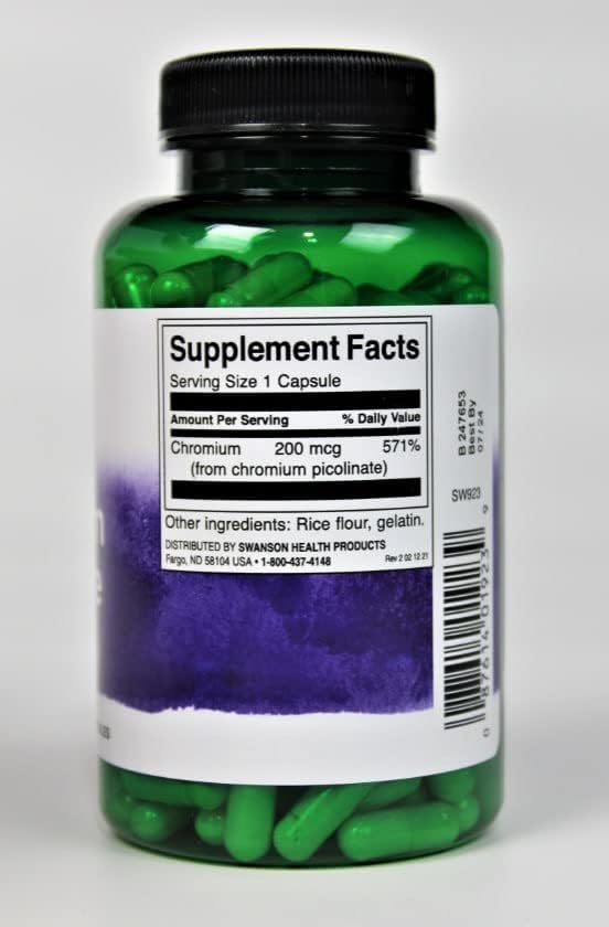 Swanson Chromium Picolinate - Natural Supplement Promoting Metabolism & Weight Management - Supports Healthy Blood Sugar Levels Already Within The Normal Range - (200 Capsules, 200mcg Each) 4 Pack