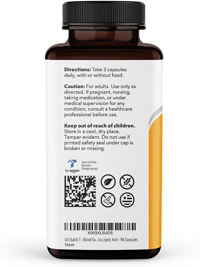 LifeSeasons - GS Stabili-T - Blood Sugar Support Supplement - Maintains Normal Levels - Improves Circulation & Vision Health - Chromium, Cinnamon, Gymnema, Bilberry & Alpha Lipoic Acid - 90 Capsules