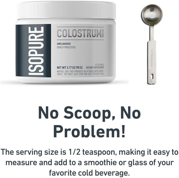 Bundle of Isopure Bovine Colostrum Supplement Powder 90 Servings + Isopure Unflavored Protein, Whey Isolate, 25g Protein, Zero Carb, 16 Servings, 1 Pound (Packaging May Vary)