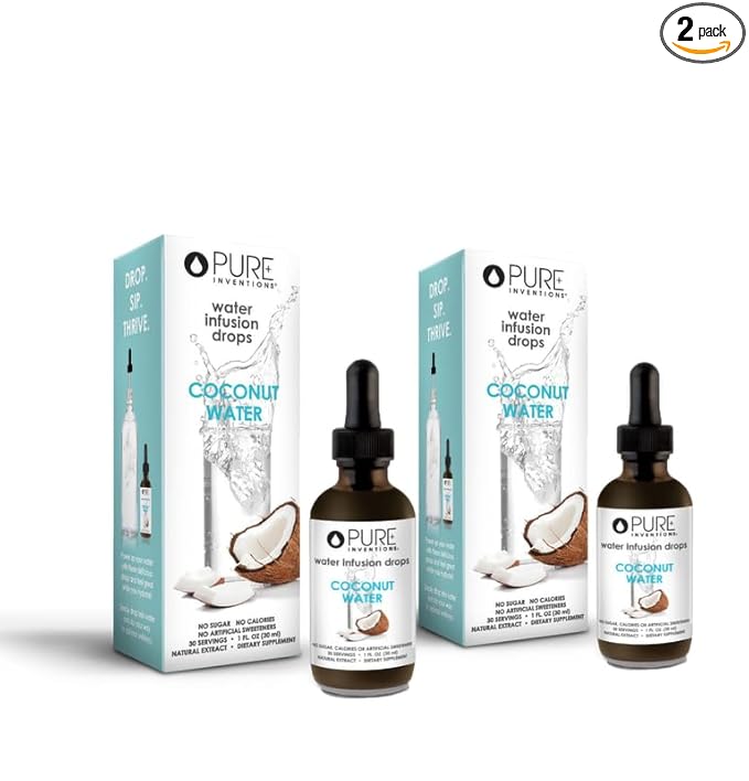 Pure Hydration Coconut Water Drops, 30 Servings, 1oz, Pack of 2 (Packaging May Vary)